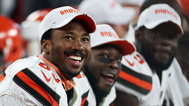 Cleveland Browns defensive end Myles Garrett on Aug. 8, 2019.