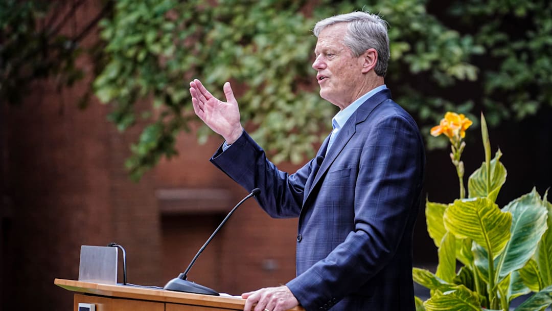 President of the NCAA, Charlie Baker speaks during a press conference celebrating the 25 year anniversary of the NCAA moving its national office to Indianapolis on Tuesday, Aug. 13, 2024, at the NCAA Headquarters in Indianapolis. President of the NCAA, Charlie Baker speaks during a press conference celebrating the 25 year anniversary of the NCAA moving its national office to Indianapolis on Tuesday, Aug. 13, 2024, at the NCAA Headquarters in Indianapolis.