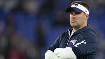 Nov 3, 2019; Baltimore, MD, USA;  New England Patriots offensive coordinator / quarterbacks coach Josh McDaniels before the game against the Baltimore Ravens 
at M&T Bank Stadium. Mandatory Credit: Tommy Gilligan-Imagn Images