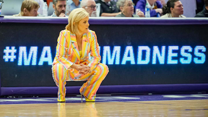 Kim Mulkey during the second round of the 2024 NCAA Tournament in Baton Rouge.