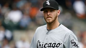 Chicago White Sox starting pitcher Chris Sale (49) walks off the field after the seventh inning against the Detroit Tigers at Comerica Park in Detroit on Aug. 31, 2016.