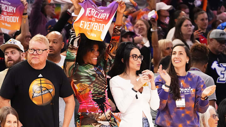 Phoenix Mercury fans cheer in the first half during Game 3 of WNBA semifinals at PHX Arena on Sept. 26, 2025.