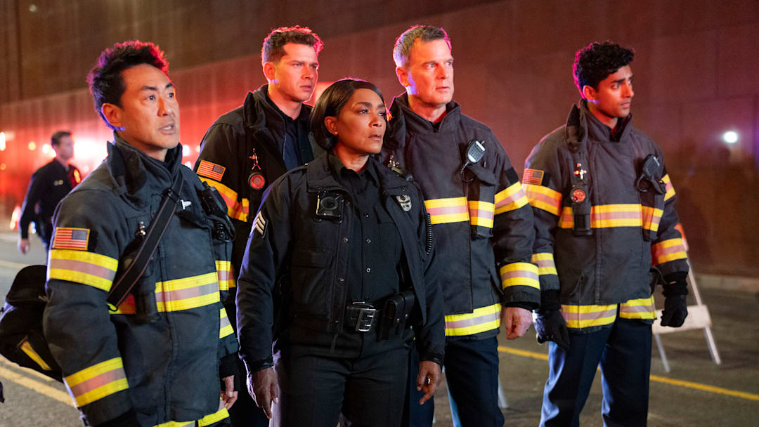 9-1-1 - ÒInvisibleÓ - After the 118 responds to several calls from the same person, Hen steps in to offer them advice. Meanwhile, Eddie confronts his parents and takes a big step in his relationship with his son. THURSDAY, APRIL 3 (8:00-9:00 p.m. EDT), on ABC. (Disney/Christopher Willard)
KENNETH CHOI, OLIVER STARK, ANGELA BASSETT, PETER KRAUSE, ANIRUDH PISHARODY