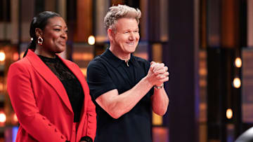 MASTERCHEF: DYNAMIC DUOS: L-R: Judge Tiffany Derry and Host/Judge Gordon Ramsay in the MASTERCHEF: DYNAMIC DUOS episode "Second Chance Battles" airing Wednesday, June 4 (8:00-9:00 PM ET/PT) on FOX. Cr: Kelly Gardner / FOX. © 2025 FOXMEDIA LLC.