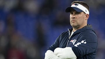 Nov 3, 2019; Baltimore, MD, USA;  New England Patriots offensive coordinator / quarterbacks coach Josh McDaniels before the game against the Baltimore Ravens 
at M&T Bank Stadium. Mandatory Credit: Tommy Gilligan-Imagn Images