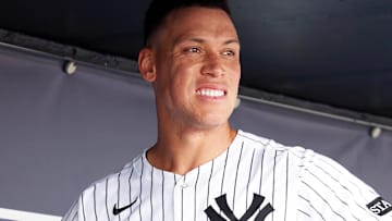 Mar 16, 2025; Tampa, Florida, USA;  New York Yankees outfielder Aaron Judge (99) looks on against the Pittsburgh Pirates at George M. Steinbrenner Field. 