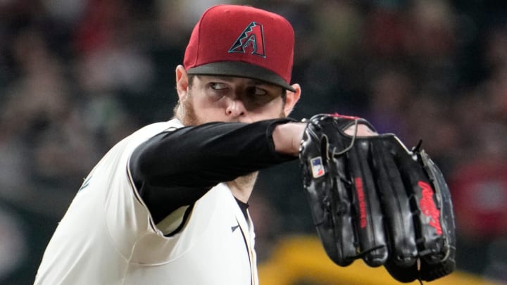 Arizona Diamondbacks pitcher Jordan Montgomery (52) throws to the Minnesota Twins in the first inning at Chase Field in Phoenix on Thursday, June 27, 2024.