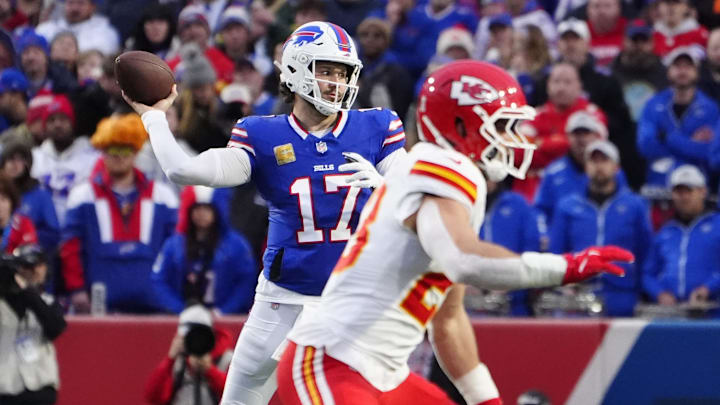 Allen threw for 262 yards and a touchdown and ran for another 55 yards, including 26 on a fourth-and-2 which clinched Buffalo's win over Kansas City on Sunday. Allen threw for 262 yards and a touchdown and ran for another 55 yards, including 26 on a fourth-and-2 which clinched Buffalo's win over Kansas City on Sunday.