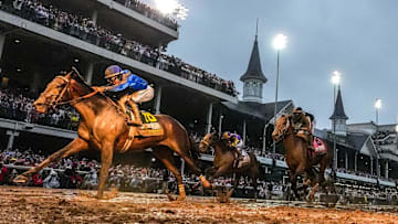 Sovereignty, with Junior Alvarado up, wins the 151st Kentucky Derby at Churchill Downs.
