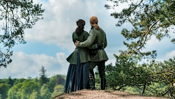 Claire (Caitriona Balfe) and Jamie Fraser (Sam Heughan) in Outlander season 7