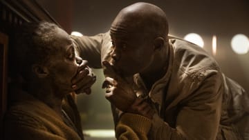 Lupita Nyong’o as “Samira” and Djimon Hounsou as “Henri” in A Quiet Place: Day One from Paramount Pictures.