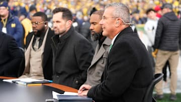 Former Ohio State head coach Urban Meyer broadcasts from the set of Fox Big Noon Kickoff 