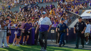 Tigers Head Coach Brian Kelly as the LSU Tigers take on Grambling State at Tiger Stadium in Baton Rouge, Louisiana, Saturday, Sept. 9, 2023.