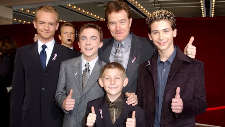 Christopher Masterson, Frankie Muniz, Bryan Cranston, Erik Per Sullivan, and Justin Berfield - Malcolm in the Middle - 53rd Annual Primetime Emmy Awards Arrivals