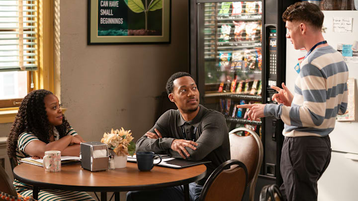 ABBOTT ELEMENTARY - ÒRingwormÓ - When itÕs revealed that a student in JacobÕs class has ringworm, the faculty must band together to stop it from spreading through the entire school. WEDNESDAY, OCT. 16 (9:30-10:02 p.m. EDT) on ABC. (Disney/Gilles Mingasson) 
QUINTA BRUNSON, TYLER JAMES WILLIAMS, CHRIS PERFETTI