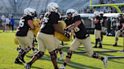 UCF Spring football practice at FBC Mortgage Stadium in Orlando, Friday, April 11, 2025.