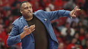 Feb 6, 2020; Houston, Texas, USA; Tulane Green Wave head coach Ron Hunter reacts in the second half against the Houston Cougars at Fertitta Center.