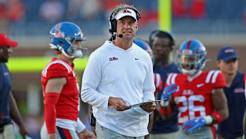Head coach Lane Kiffin of the Mississippi Rebels during the game against the Middle Tennessee Blue Raiders at Vaught-Hemingway Stadium on September 07, 2024 in Oxford, Mississippi.