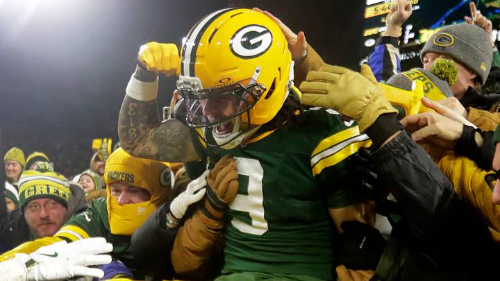 Green Bay Packers wide receiver Christian Watson (9) ceblebrates a touchdown against the Baltimore Ravens on Saturday, December 27, 2025, at Lambeau Field in Green Bay, Wis. The Ravens defeated the Packers 41-24.
Wm. Glasheen USA TODAY NETWORK-Wisconsin