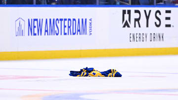 A Buffalo Sabres jersey was thrown on the ice following a home loss to the Colorado Avalanche