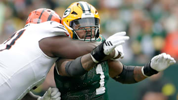 Green Bay Packers defensive end Micah Parsons (1) against the Cincinnati Bengals on Sunday, October 12, 2025, at Lambeau Field in Green Bay, Wis.Green Bay defeated Cincinnati 27-18.