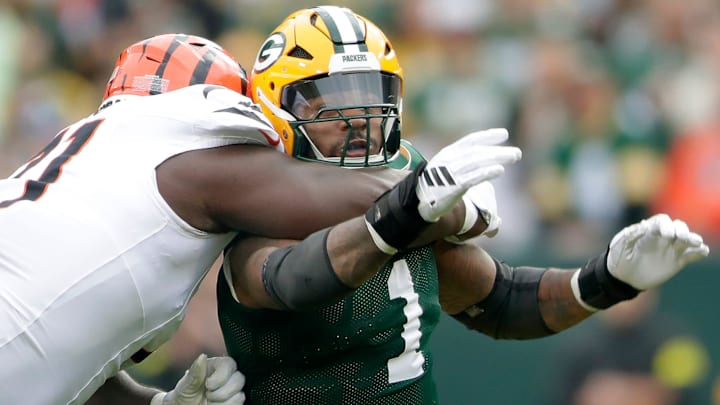 Green Bay Packers defensive end Micah Parsons (1) against the Cincinnati Bengals on Sunday, October 12, 2025, at Lambeau Field in Green Bay, Wis.Green Bay defeated Cincinnati 27-18.