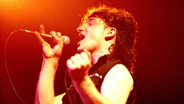Bono of U2, performing in 1983