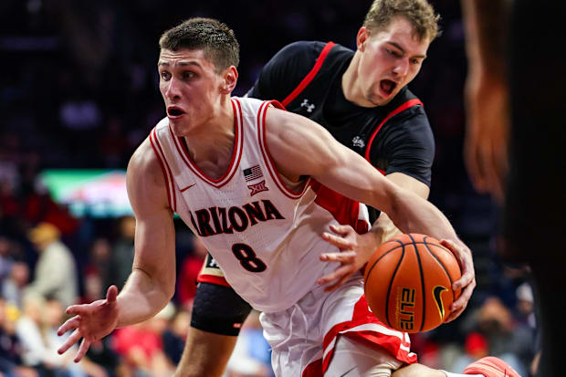 Arizona forward Ivan Kharchenkov dribbles the ball during a game this season. 