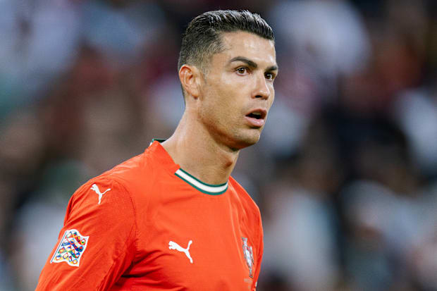 A somewhat shocked Cristiano Ronaldo.