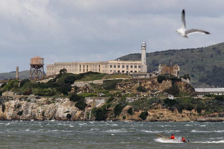 Prison buildings on Alcatraz Island, as part of Alcatraz Federal Penitentiary