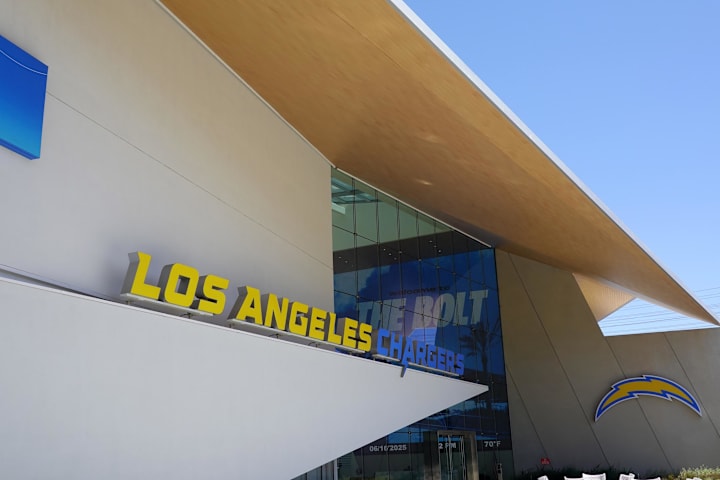 Los Angeles Chargers tight ends coach Andy Bischoff at press conference during organized team activities at The Bolt. 
