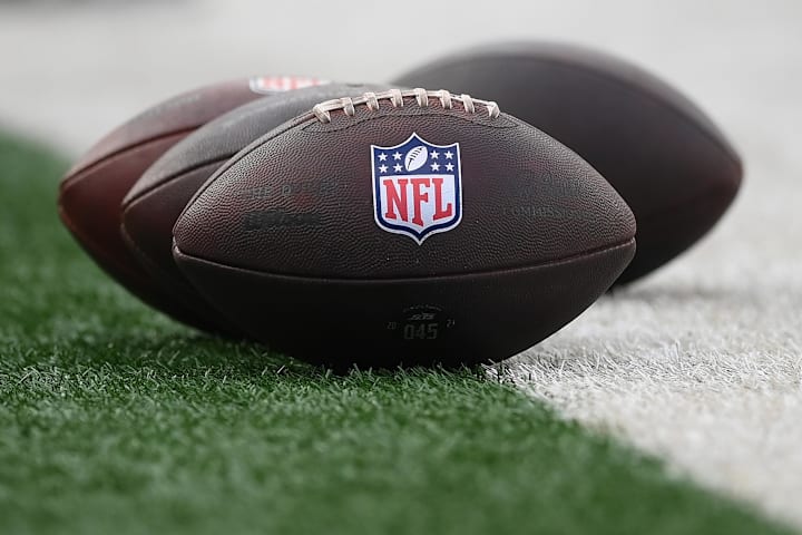 General view of the National Football League logo. 