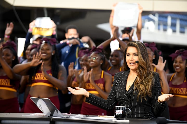 ESPN's 'First Take'  broadcasts live from Tom Benson Hall of Fame Stadium with host Molly Qerim 