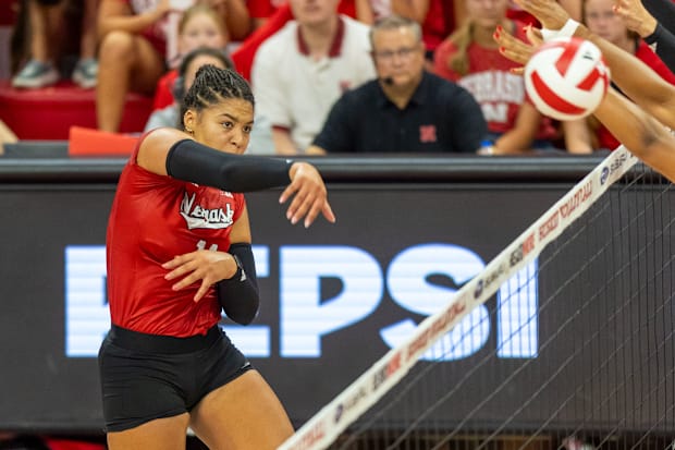 Nebraska outside hitter Teraya Sigler fires the ball across the net during the Red-White Scrimmage on Saturday.