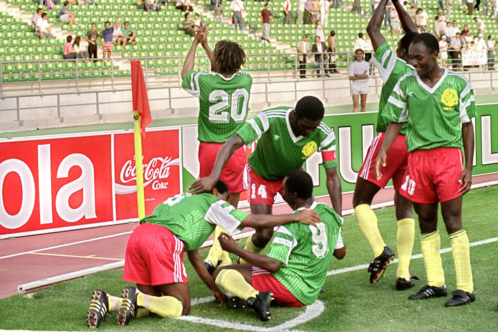 Emile Mbouh Mbouh, Cyrille Makananaky, Louis Mfede, Stephen Tataw, Roger Milla