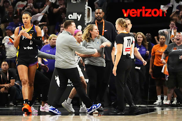 Minnesota Lynx head coach Cheryl Reeve reacts after being ejected.