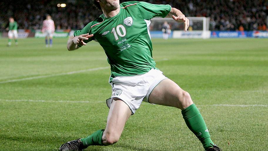 Robbie Keane celebrating.