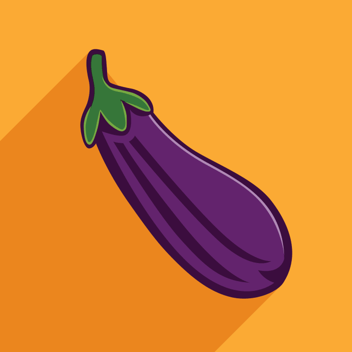 Illustration of an eggplant on an orange background