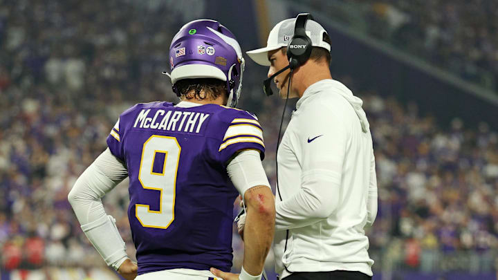 Minnesota Vikings quarterback J.J. McCarthy and head coach Kevin O'Connell