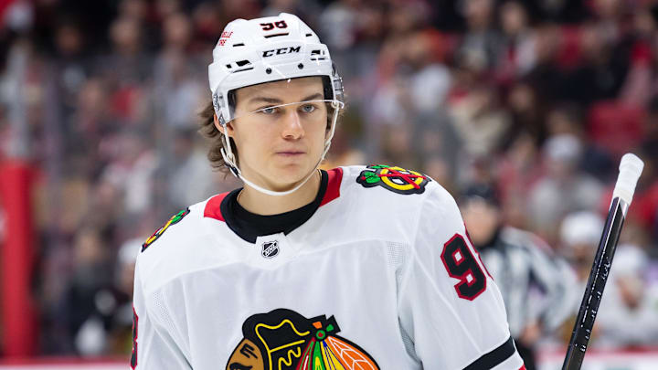 Chicago Blackhawks center Connor Bedard skates in the second  period against the Ottawa Senators.