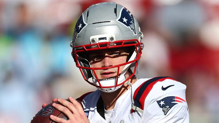 Feb 8, 2026; Santa Clara, CA, USA; New England Patriots quarterback Drake Maye (10) warms up before Super Bowl LX against the Seattle Seahawks at Levi's Stadium. Mandatory Credit: Mark J. Rebilas-Imagn Images