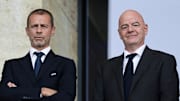 Aleksander Ceferin (L), president of UEFA, and Gianni...