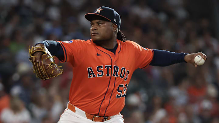 Houston Astros starting pitcher Framber Valdez had led his team to a 14-5 record in his starts this season. Houston Astros starting pitcher Framber Valdez had led his team to a 14-5 record in his starts this season.