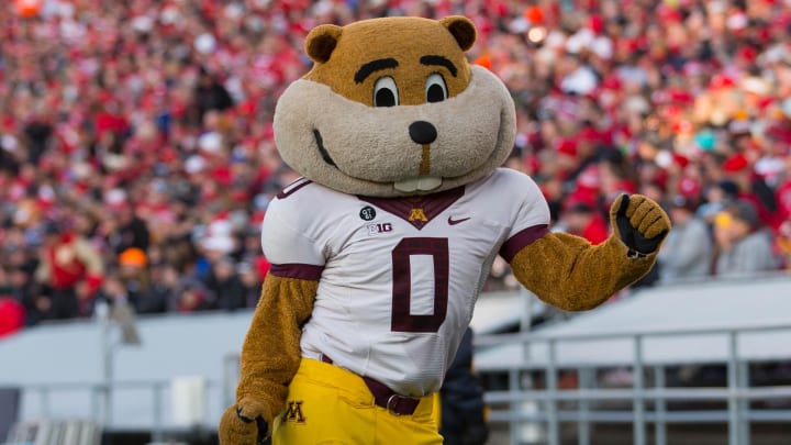 Nov 26, 2016; Madison, WI, USA;  Minnesota Golden Gophers mascot Goldy Gopher during the game against the Wisconsin Badgers at Camp Randall Stadium.  Wisconsin won 31-17.  Mandatory Credit: Jeff Hanisch-USA TODAY Sports