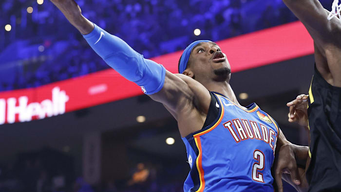 Mar 20, 2024; Oklahoma City, Oklahoma, USA; Oklahoma City Thunder guard Shai Gilgeous-Alexander (2)