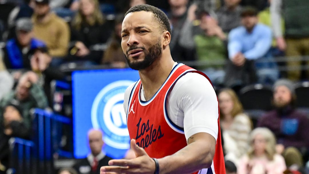 Feb 13, 2025; Salt Lake City, Utah, USA; LA Clippers guard Norman Powell (24) reacts to a call against the Utah Jazz during overtime at the Delta Center. Mandatory Credit: Christopher Creveling-Imagn Images Feb 13, 2025; Salt Lake City, Utah, USA; LA Clippers guard Norman Powell (24) reacts to a call against the Utah Jazz during overtime at the Delta Center. Mandatory Credit: Christopher Creveling-Imagn Images