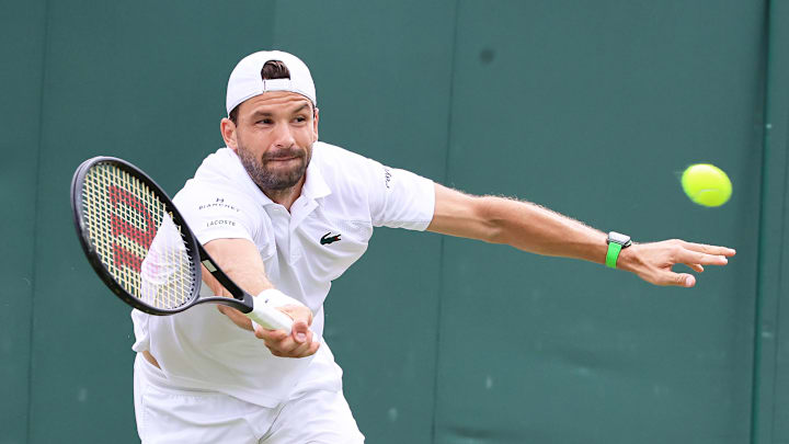Grigor Dimitrov retired with an injury against Jannik Sinner at Wimbledon. Grigor Dimitrov retired with an injury against Jannik Sinner at Wimbledon.