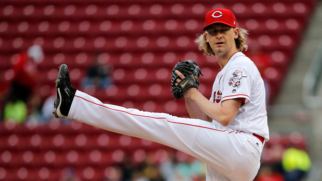 Cincinnati Reds starting pitcher Bronson Arroyo (61) delivers in the first inning against the St. Louis Cardinals June 7, 2017, at Great American Ball Park.