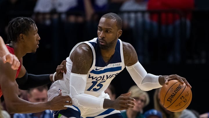 Minnesota Timberwolves forward Shabazz Muhammad (15) dribbles in the second quarter against the Miami Heat at Target Center in Minneapolis on Nov. 24, 2017.