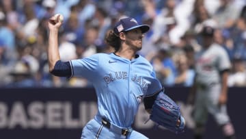 Toronto Blue Jays starting pitcher Kevin Gausman (34) pitches to the Detroit Tigers during the third inning at Rogers Centre on July 21.